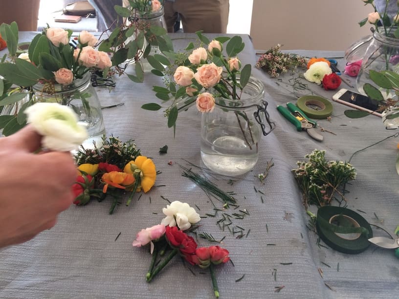 Atelier de Groupe couronne de fleurs naturelles